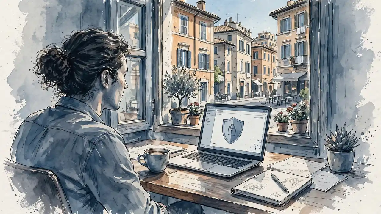 Ufficio italiano moderno con documenti sulla privacy
